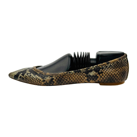 Massimo Dutti Snake Print Leather Flats (Size 40)