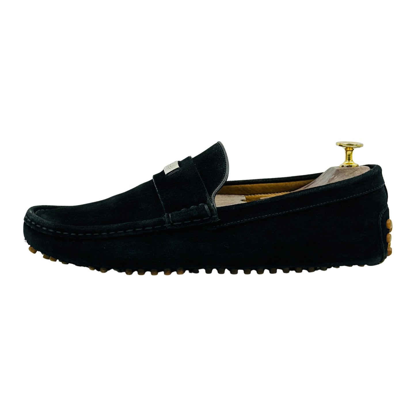 Gucci Logo Plaque Black Suede Loafers (Size 42.5)