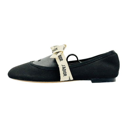 Christian Dior J'Adior Black Ballet Flats (Size 38)