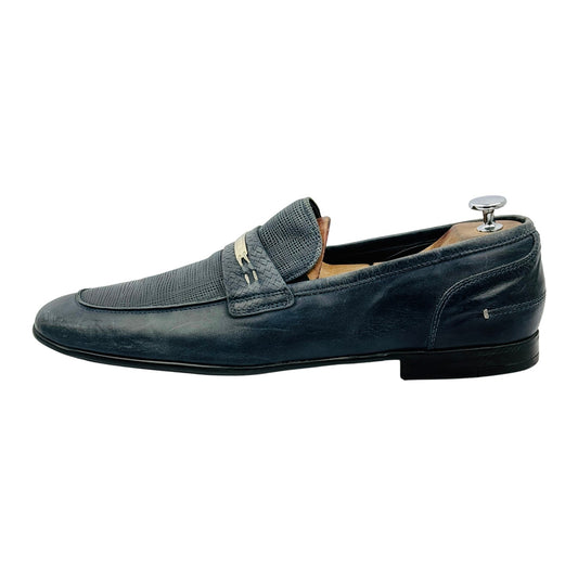 LA Martina Men's Navy Blue Leather Loafers (Size 44.5/45)