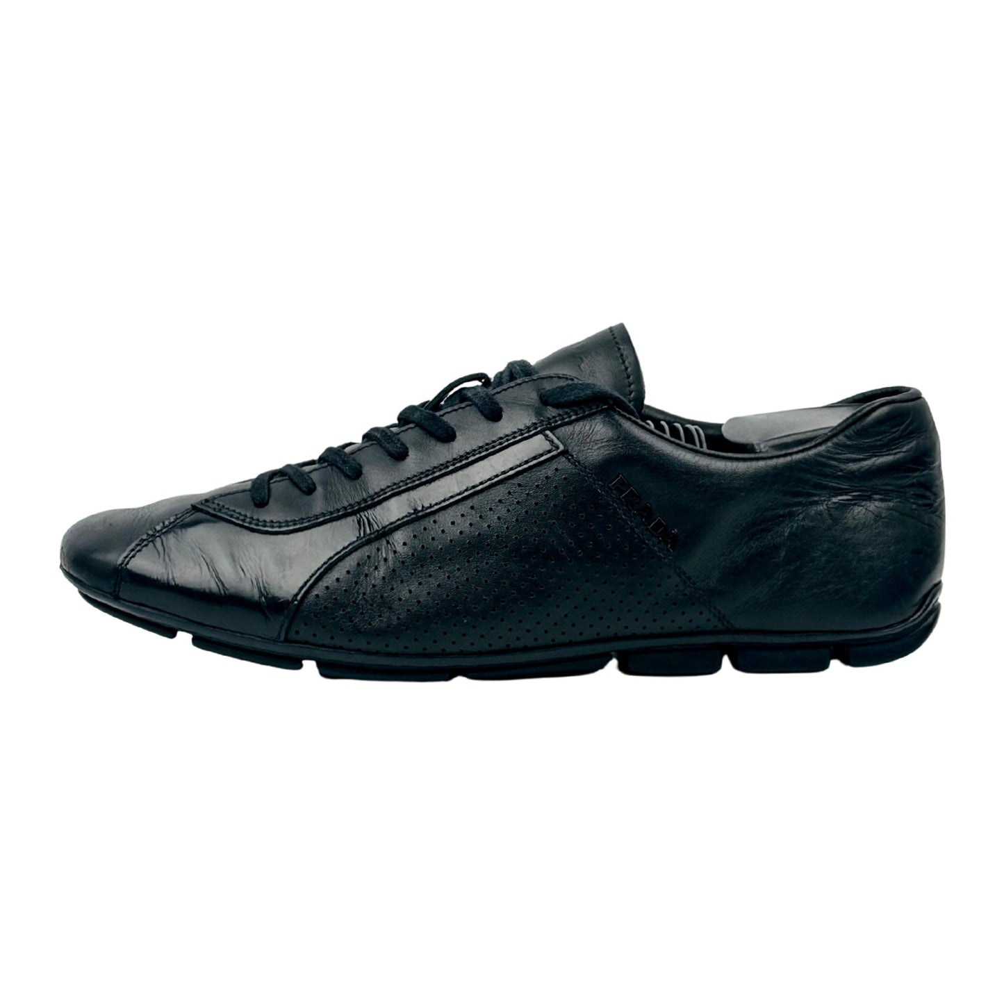 Prada Men's Black Leather Sneakers (Size 42)