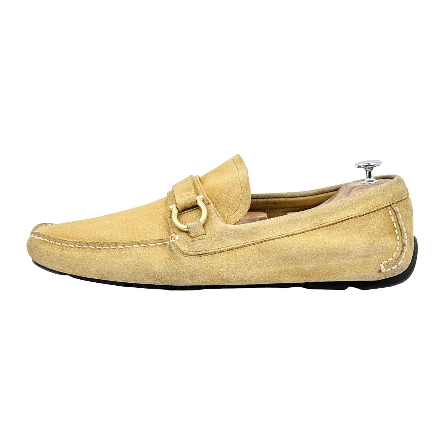 Image of Salvatore Ferragamo Men's Gancini Ornament Beige Loafers (Size 47)