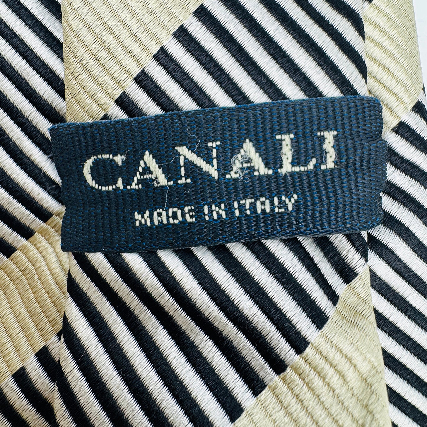 Canali Black 'Diagonal Stripes' Silk Tie (Size Regular)