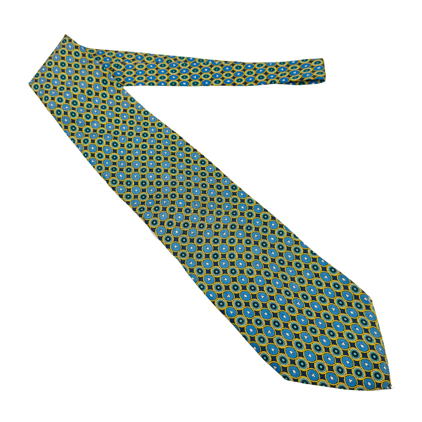 Yves Saint Laurent Blue 'Geometric Medallion Pattern' Tie (Size Regular)