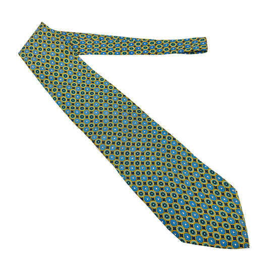 Yves Saint Laurent Blue 'Geometric Medallion Pattern' Tie (Size Regular)