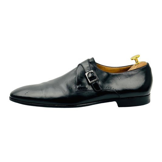 Hugo Boss Men's Black Leather Single Monk Strap Loafers (Size 45)