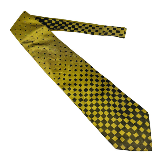 Atlas Design Mustard Yellow Checkerboard Pattern Tie (Size Regular)