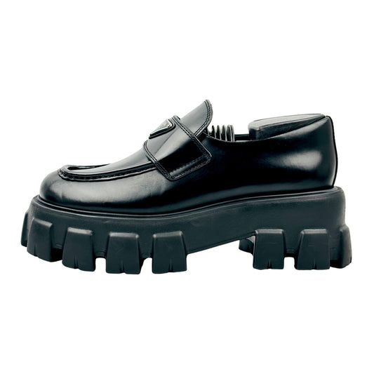 Prada Monolith Black Brushed Leather Loafers (Size 36) - 1D649M_B4L_F0002