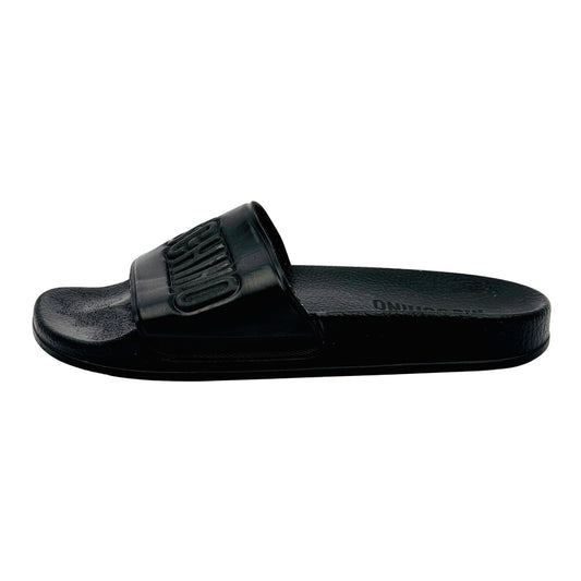 Moschino Black Logo Pool Slides (Size 37/37.5)