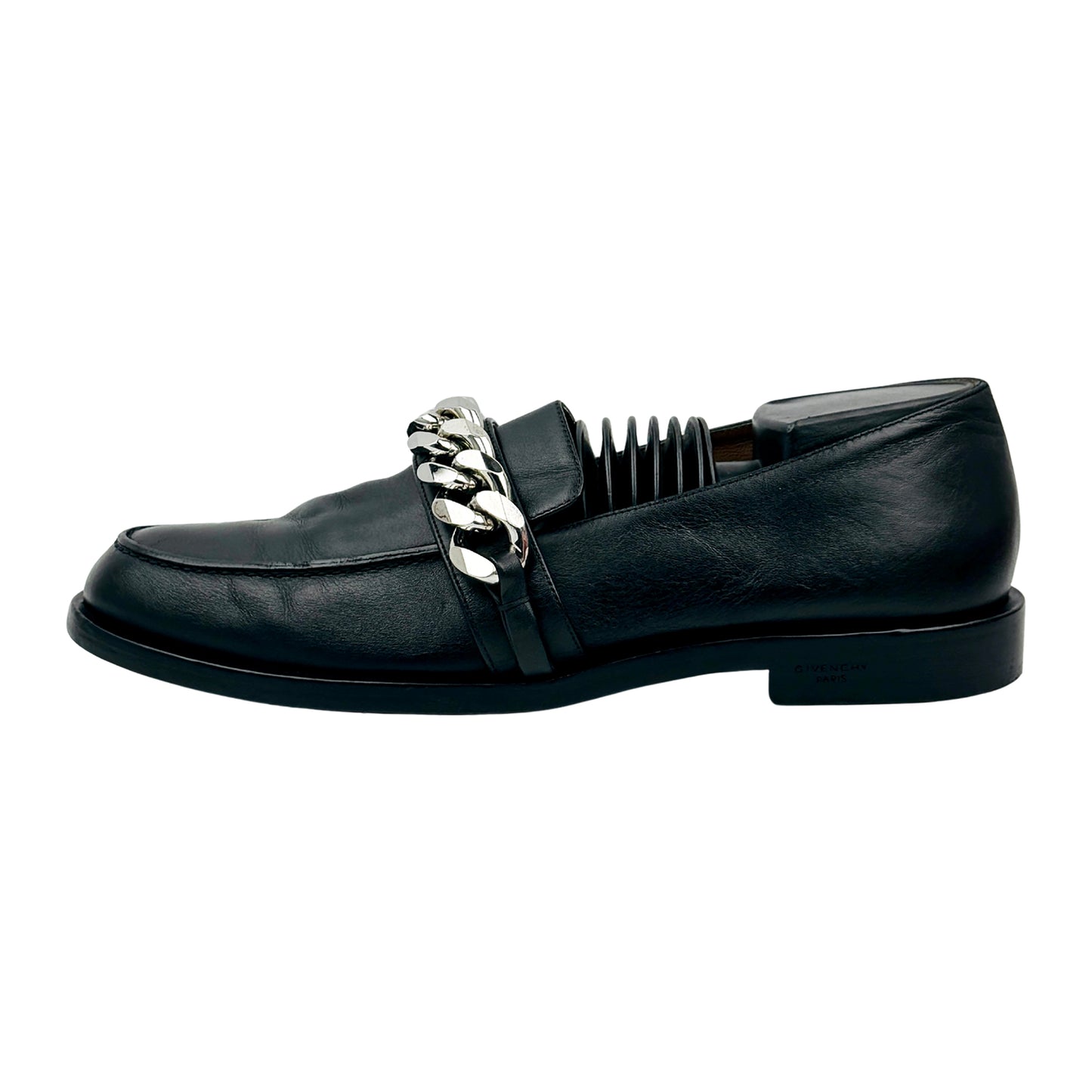 Givenchy Black Leather Chain-Link Loafers (Size 40)