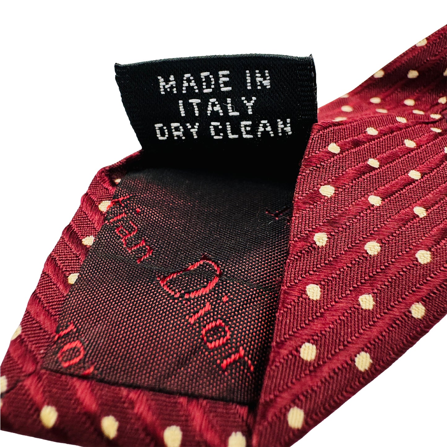 Christian Dior Burgundy 'Polka Dots' Tie (Size Regular)