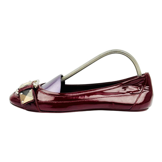 Burberry Patent Leather 'Wine Red' Ballet Flats (Size 36/36.5)