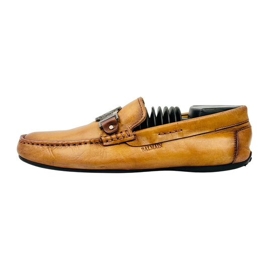 Balmain Men's Brown Leather Loafers (Size 41)