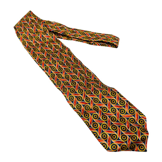 Valentino Navy Blue 'Circular Geometric Pattern' Tie (Size Regular)