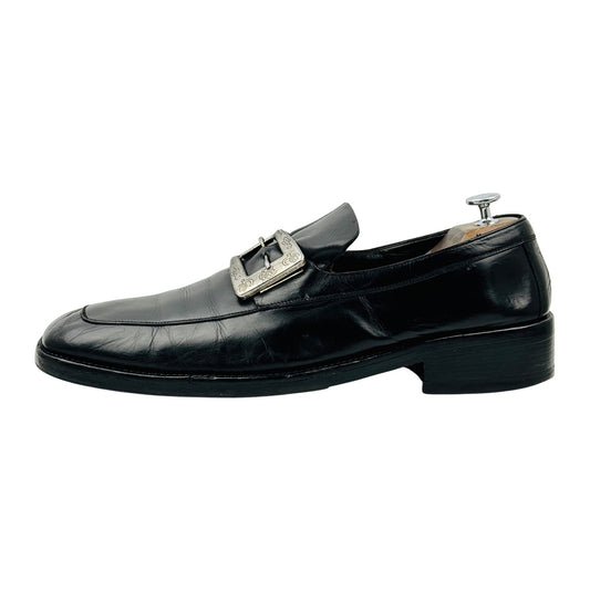 Gucci Men's Black Leather Monk Strap Buckle Loafers (Size 44.5)