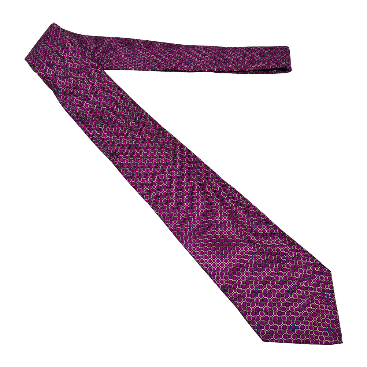 Christian Dior Fuchsia 'Geometric Pattern' Silk Tie (Size Regular)