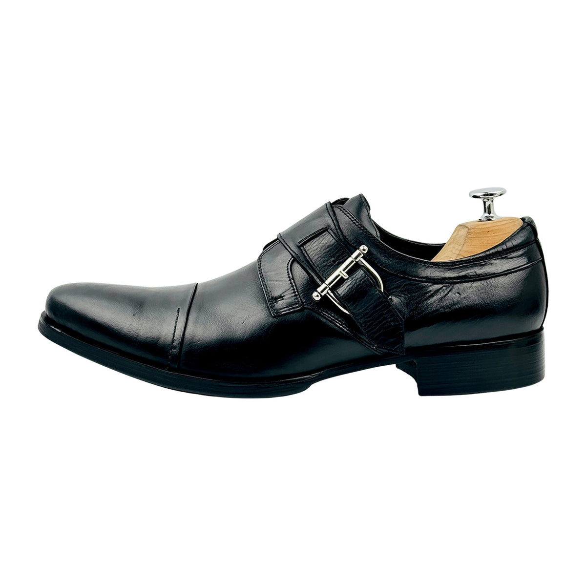 Gucci Black Leather Single Monk-Strap Shoes (Size 42/42.5)