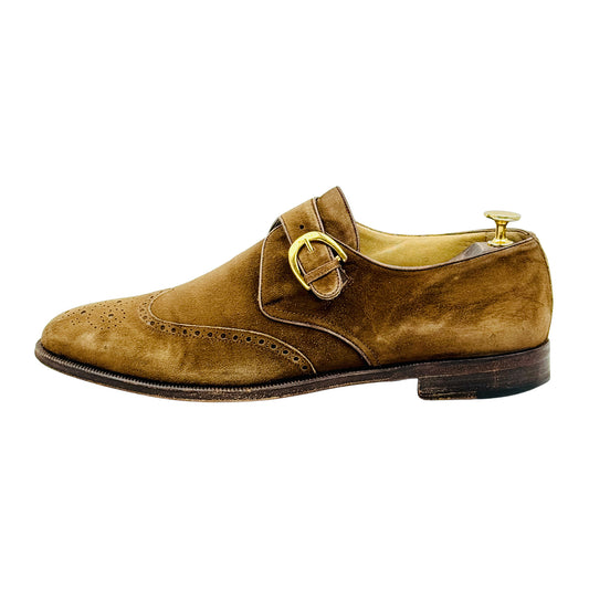 Moreschi Brown Suede Single Monk Strap Shoes (Size 43.5)