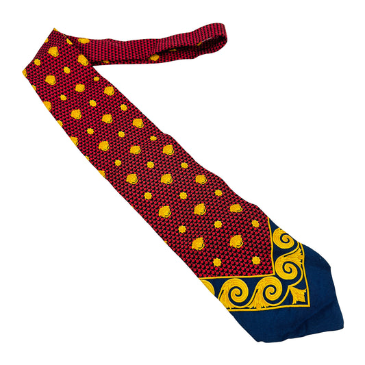 Versace Red Black 'Motifs' Silk Tie (Size Regular)