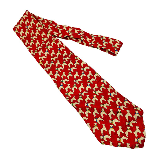 Ralph Lauren Polo Red 'Dog Motif' Tie (Size Regular)