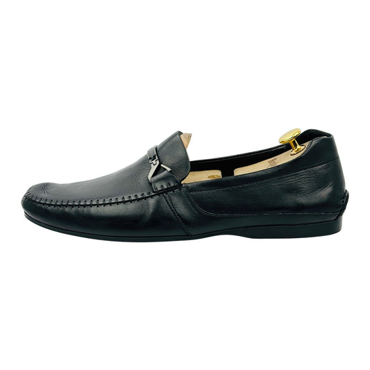 Hugo Boss Men's Black Leather Logo Detail Loafers (Size 43.5/44)