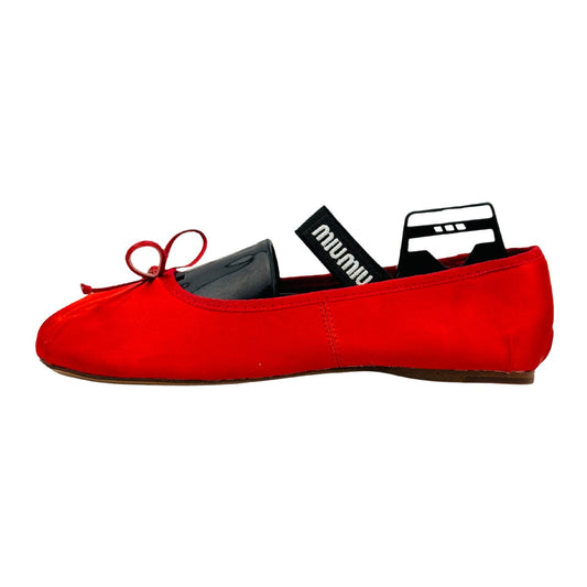 Miu Miu Red Satin Ballerina Flats (Size 36)