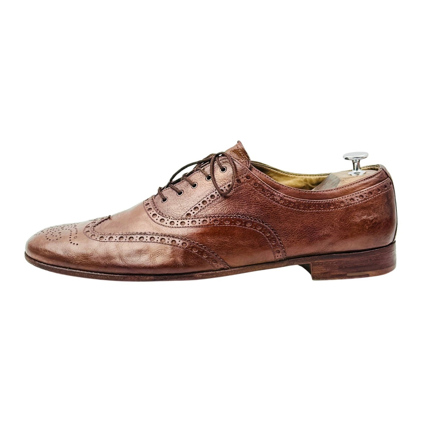 Prada Men's Brown Leather Oxford Shoes (Size 46/46.5)