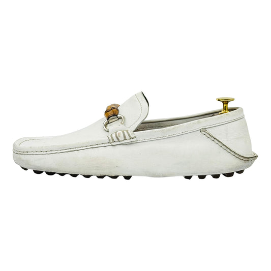 Gucci Bamboo Horsebit White Loafers (Size 41.5)