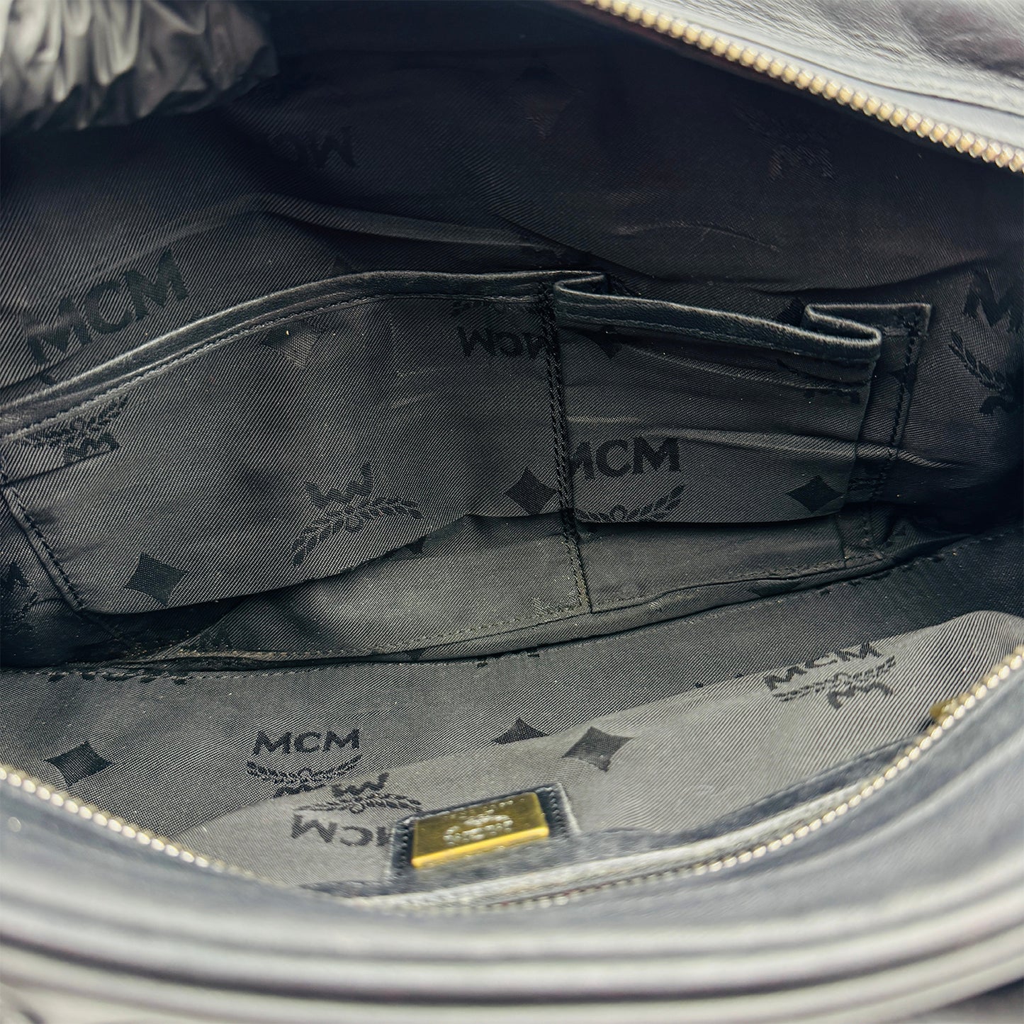 MCM Black Boston Leather Shoulder Bag