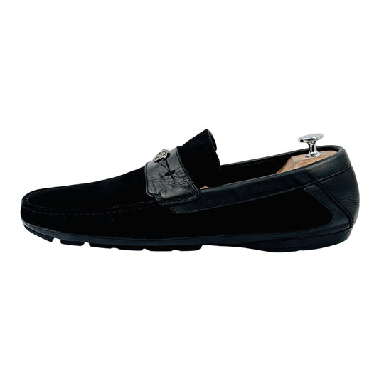 Versace Men's Medusa Black Suede Loafers (Size 44/44.5)