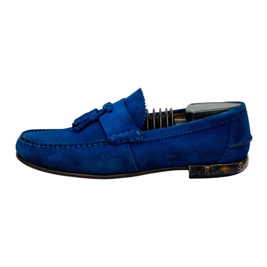 Gucci Men's Horsebit Blue Suede Loafers (Size 41/41.5) - 386550
