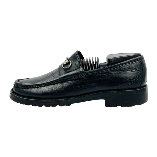 Gucci Horsebit Detail Lug-Sole Black Loafers (Size 38/38.5)