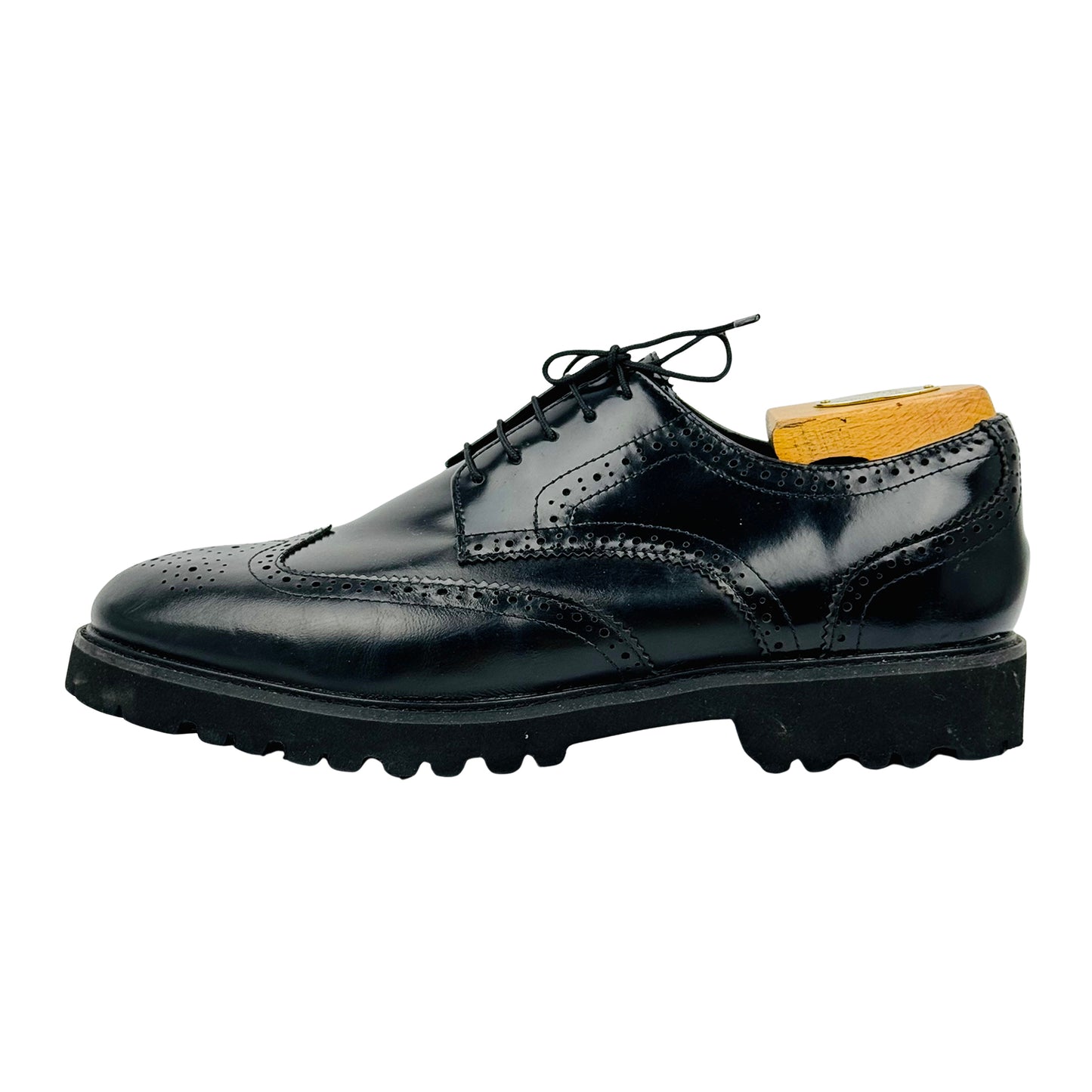 Aldo Men's Chunky Leather Black Brogue Shoes (Size 41/41.5)