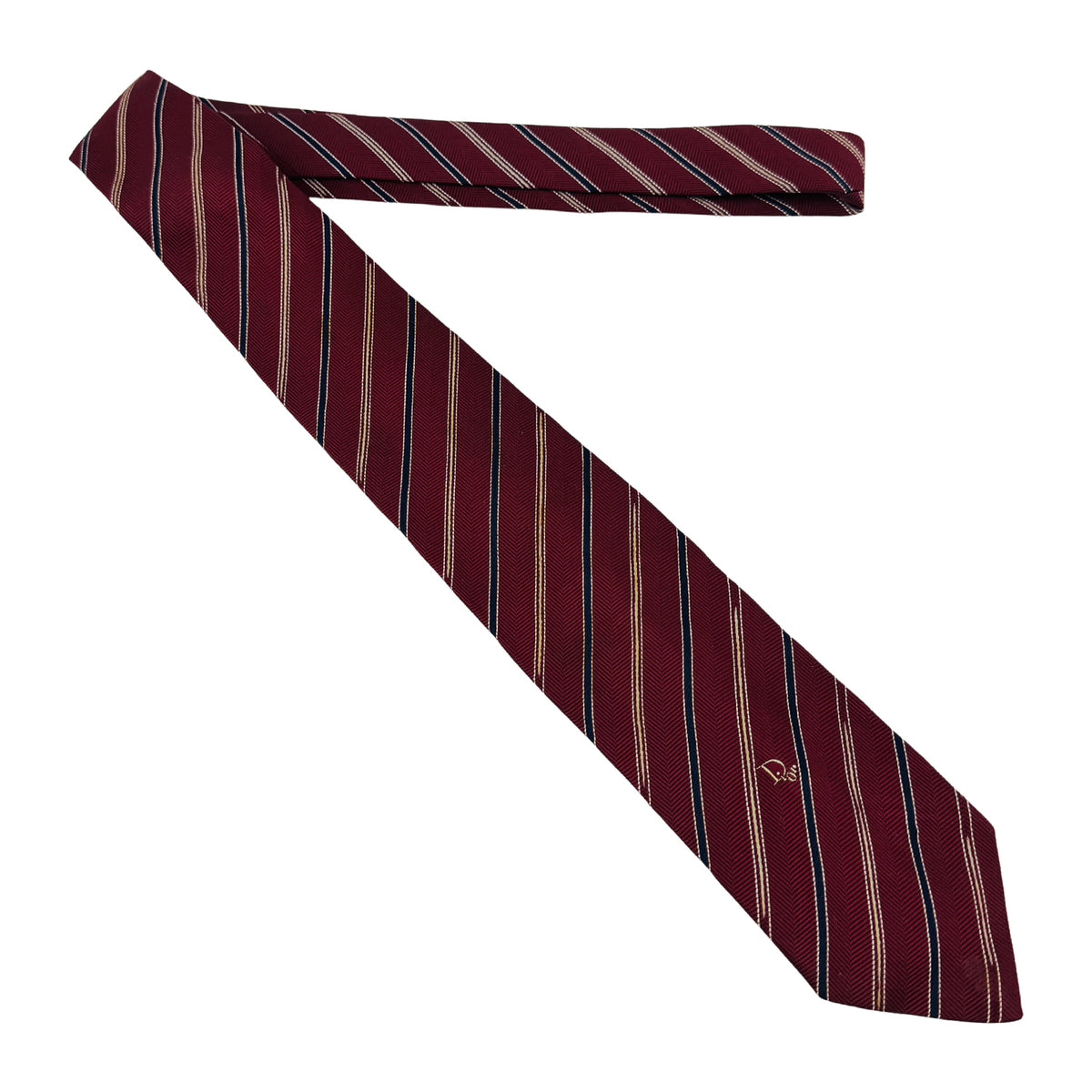 Christian Dior Maroon 'Diagonal Stripes' Tie (Size Regular)