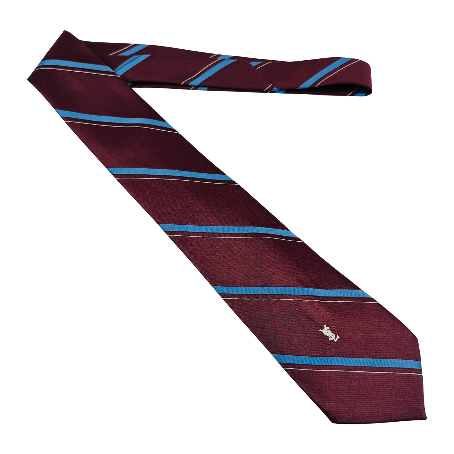 Yves Saint Laurent Burgundy 'Diagonal Stripes' Tie (Size Regular)