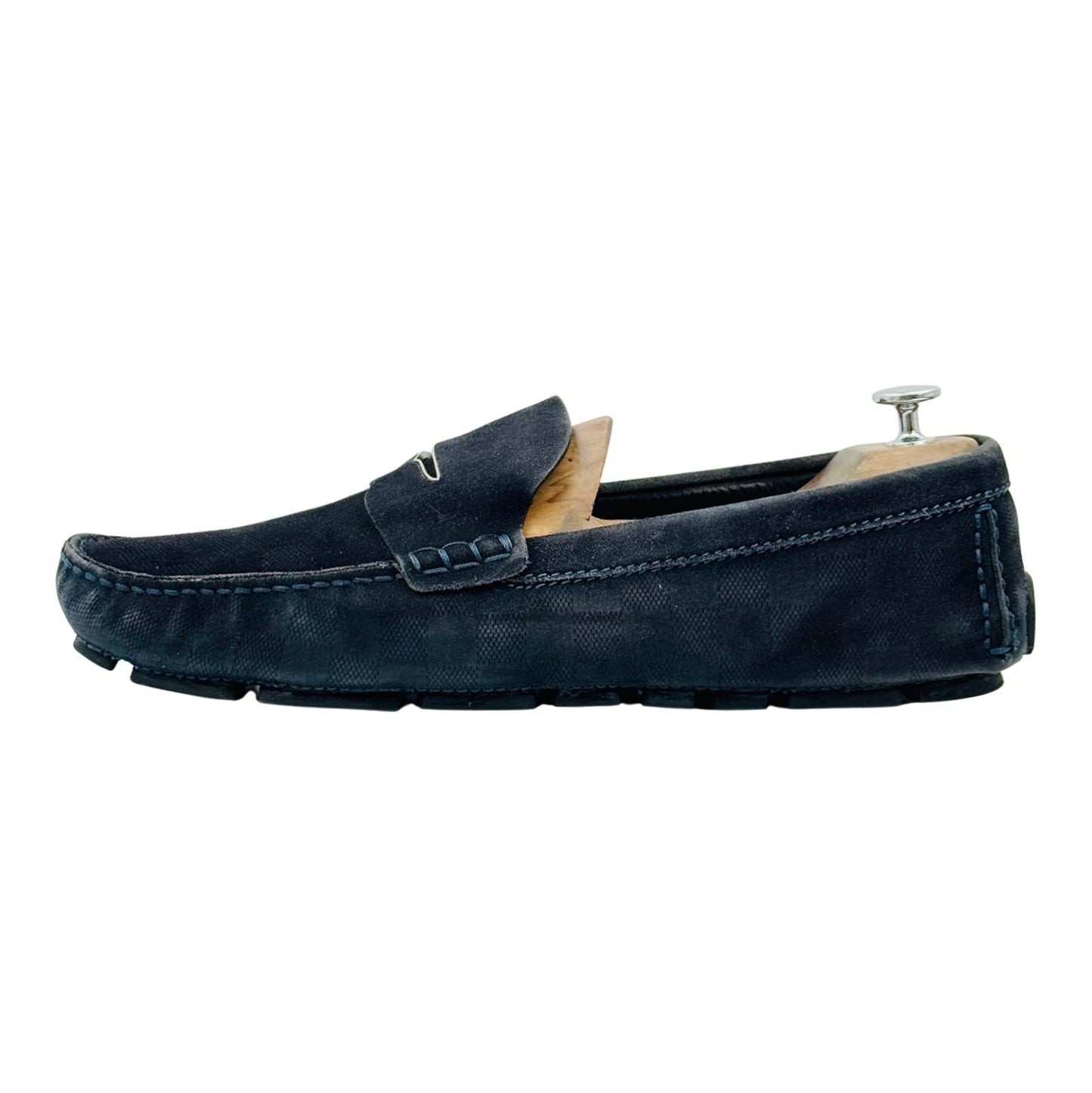 Louis Vuitton Men's Navy Blue Suede Loafers (Size 45/45.5)