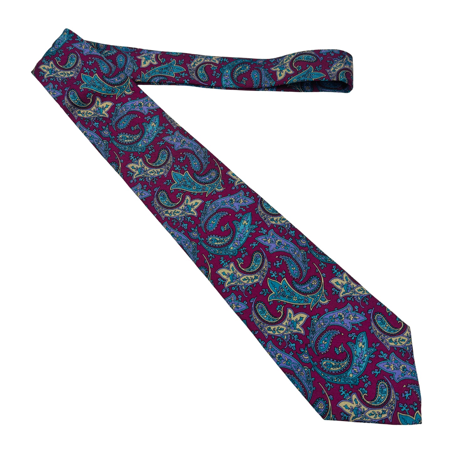 Christian Dior Magenta 'Gold Accents' Silk Tie (Size Regular)