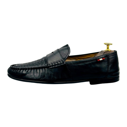 Bally Black Woven Leather Penny Loafers (Size 42)