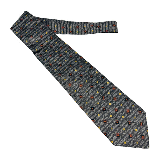 Dolce & Gabbana Black 'All Over Text' Tie (Size Regular)