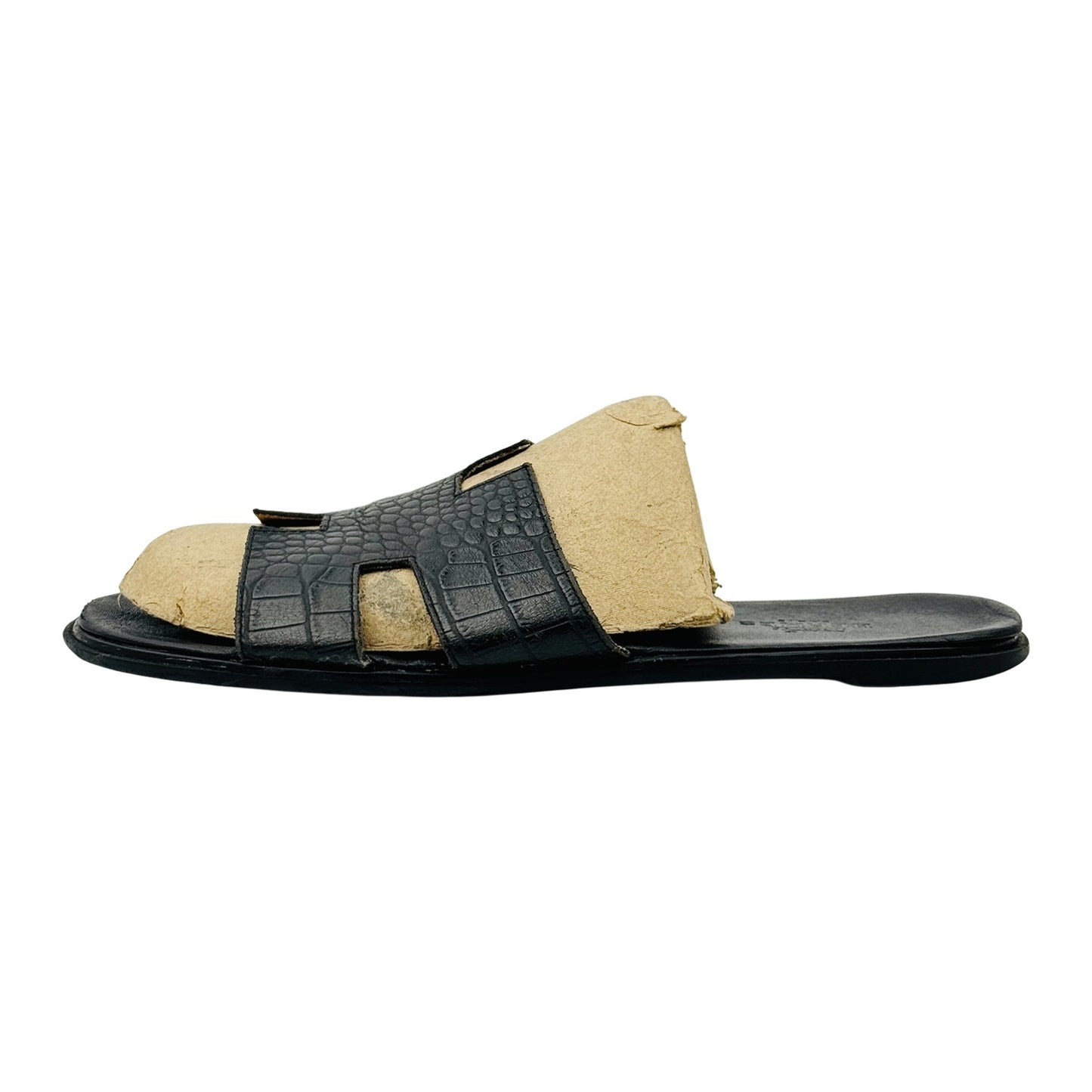 Hermès Izmir Croc-Embossed Sandal Slides (Size 44)