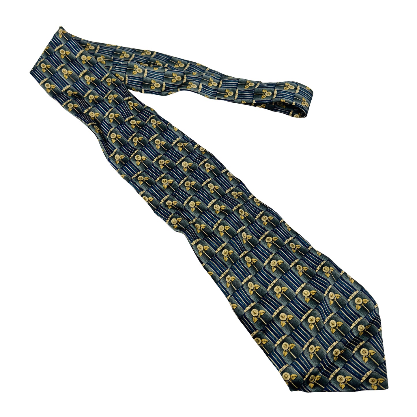 Lanvin Navy Blue 'Floral Motifs' Silk Tie (Size Regular)