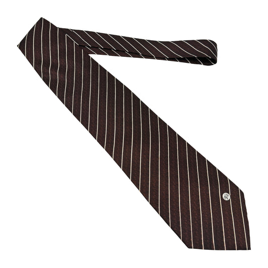 Versace Dark Brown 'Diagonal Pinstripes' Tie (Size Regular)