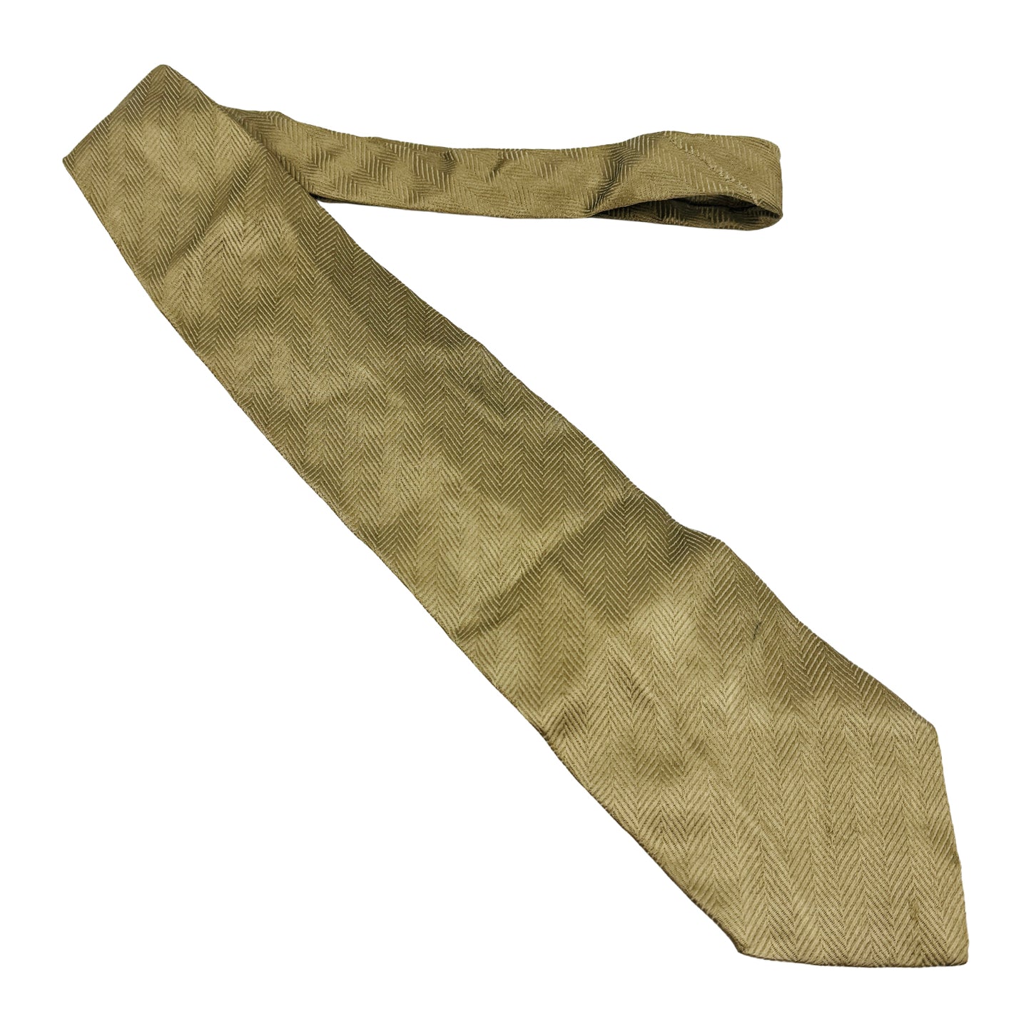 Emporio Armani Beige Gold 'Herringbone Pattern' Tie (Size Regular)