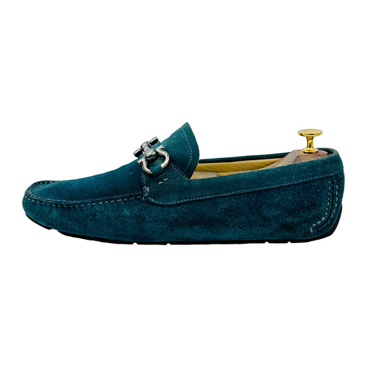 Salvatore Ferragamo Men's Gancini Suede Blue Loafers (Size 42.5/43)
