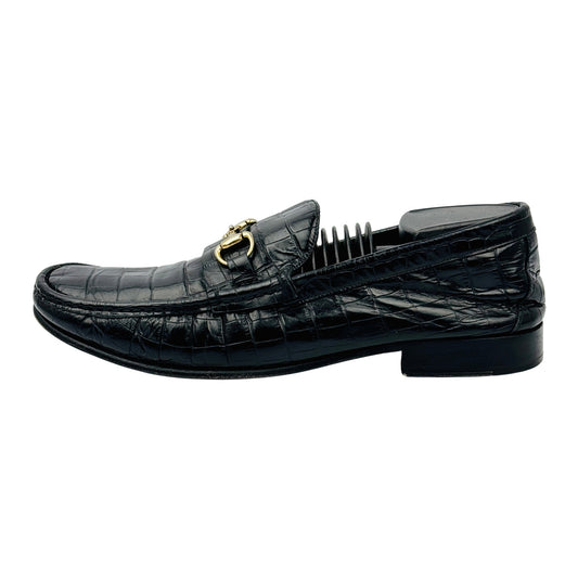 Gucci Men's Leather Croc-Embossed Horsebit Loafers (Size 40/40.5)