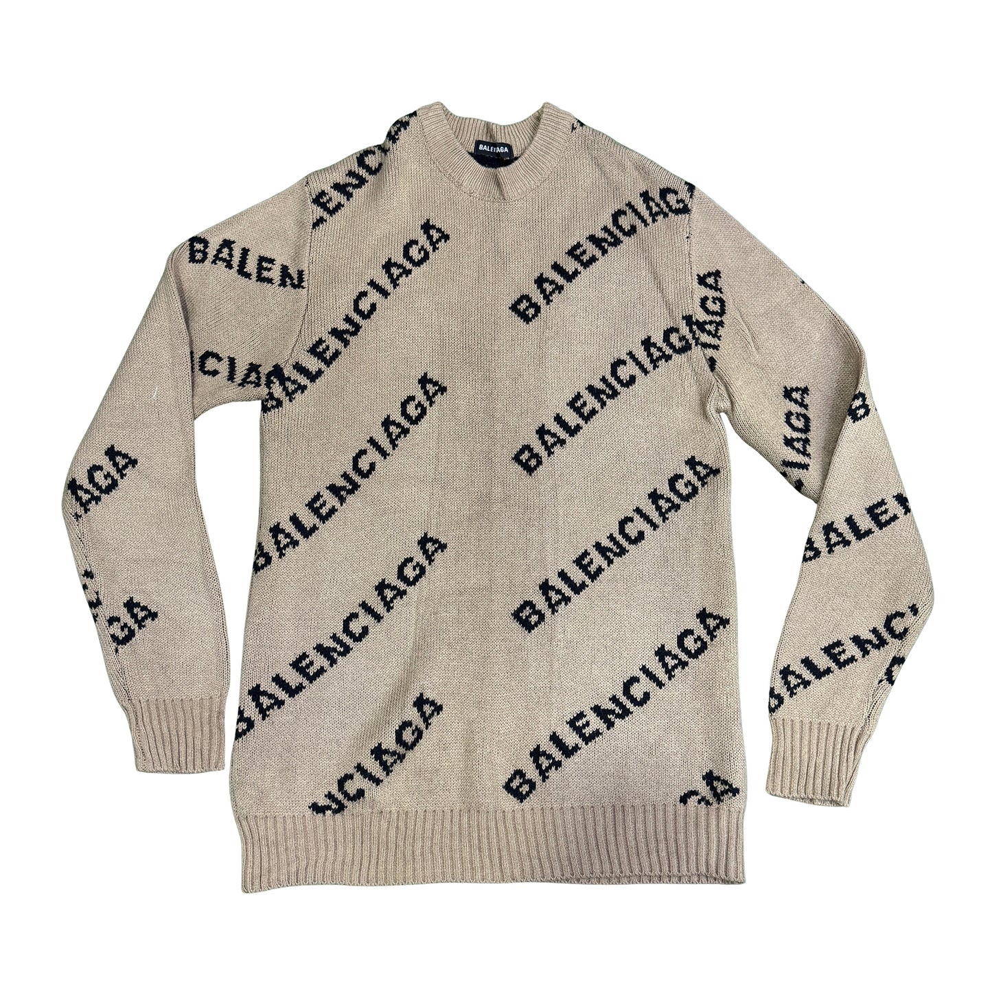 Balenciaga Allover Logo Crewneck Sweater (Size Small)