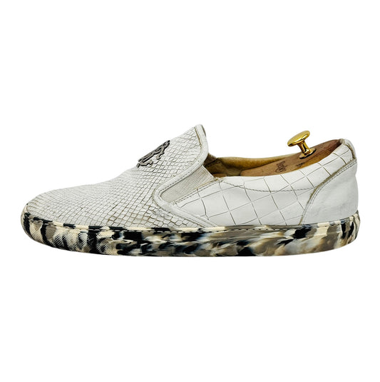 Roberto Cavalli Men's White Snake-Print Shoes (Size 44)
