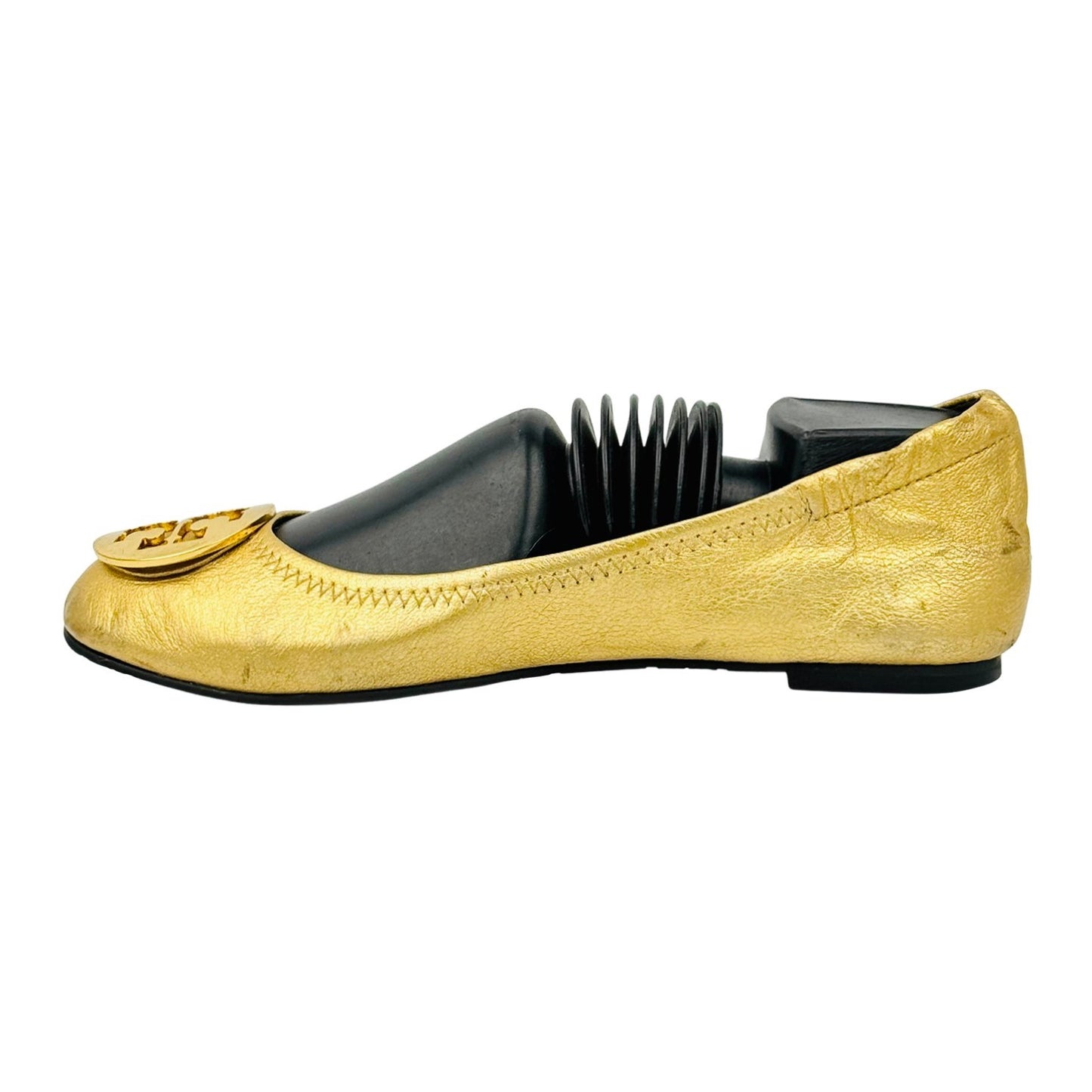 Tory Burch Minnie Travel 'Metallic Gold' Ballet Flats (Size 37.5/38)