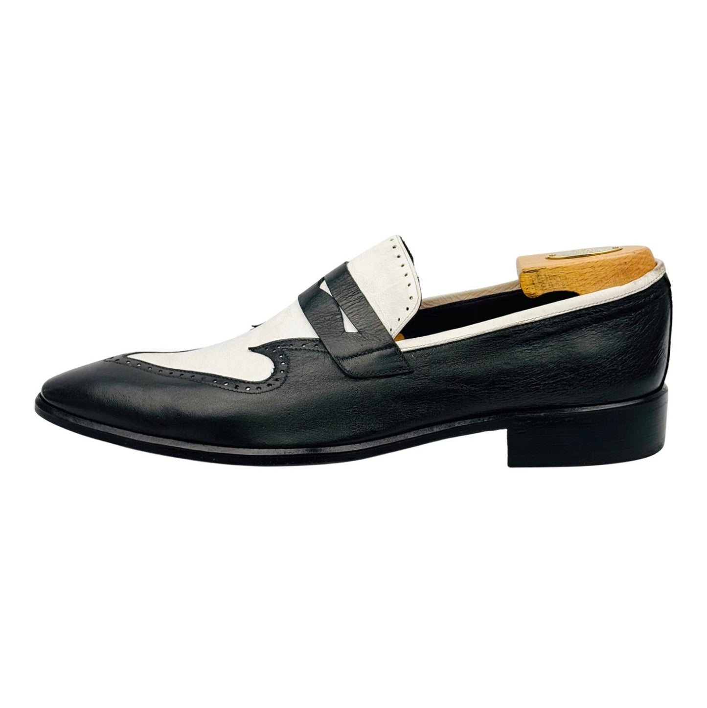 Roberto Guerrini Men's Spectator Black White Loafers (Size 42.5)