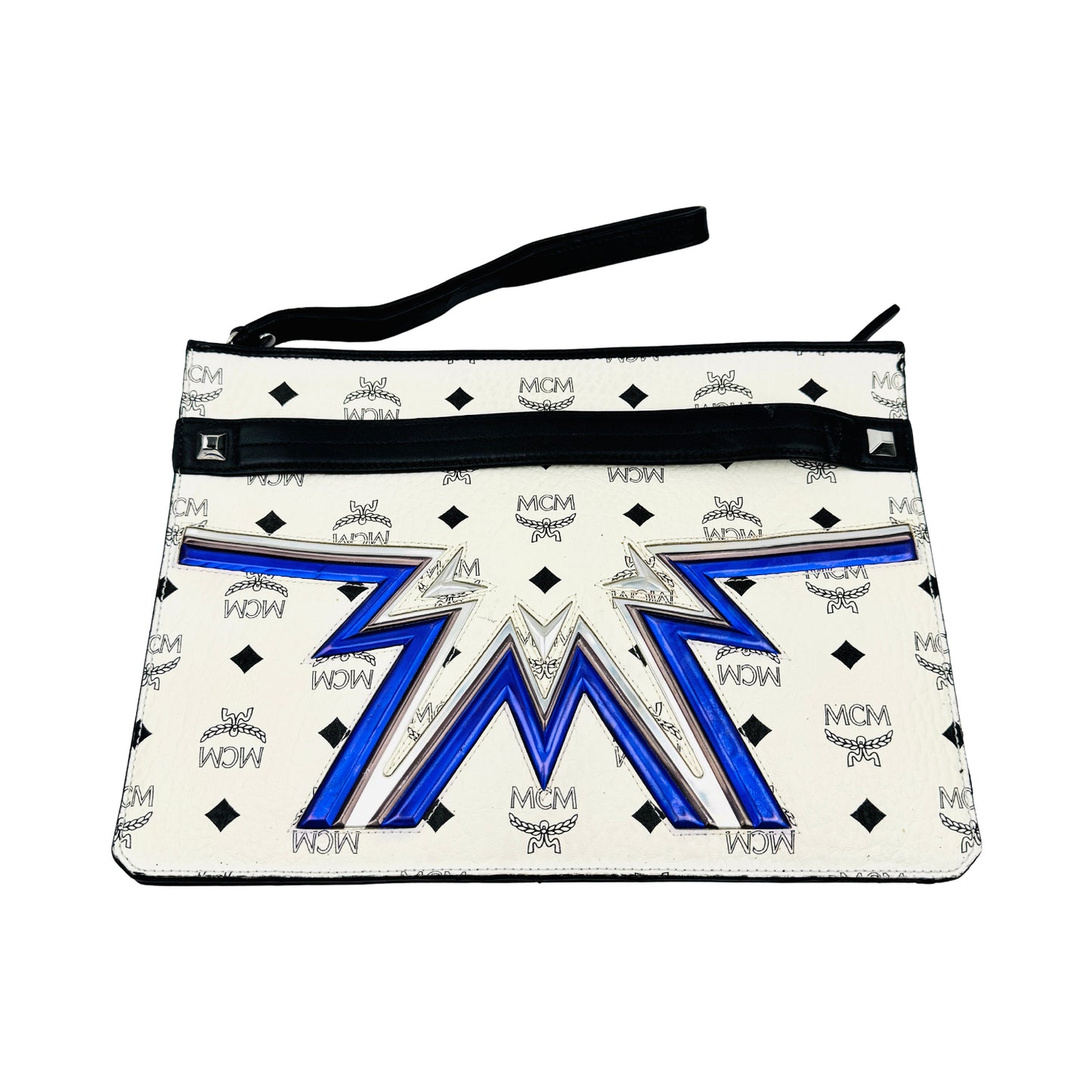MCM Stark Cyber Flash 'White Blue' Clutch Bag